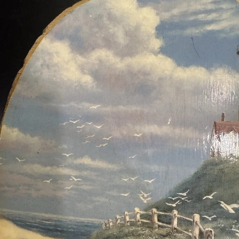 Vintage Decoupage Wood Slice Coastal‎ Lighthouse 11